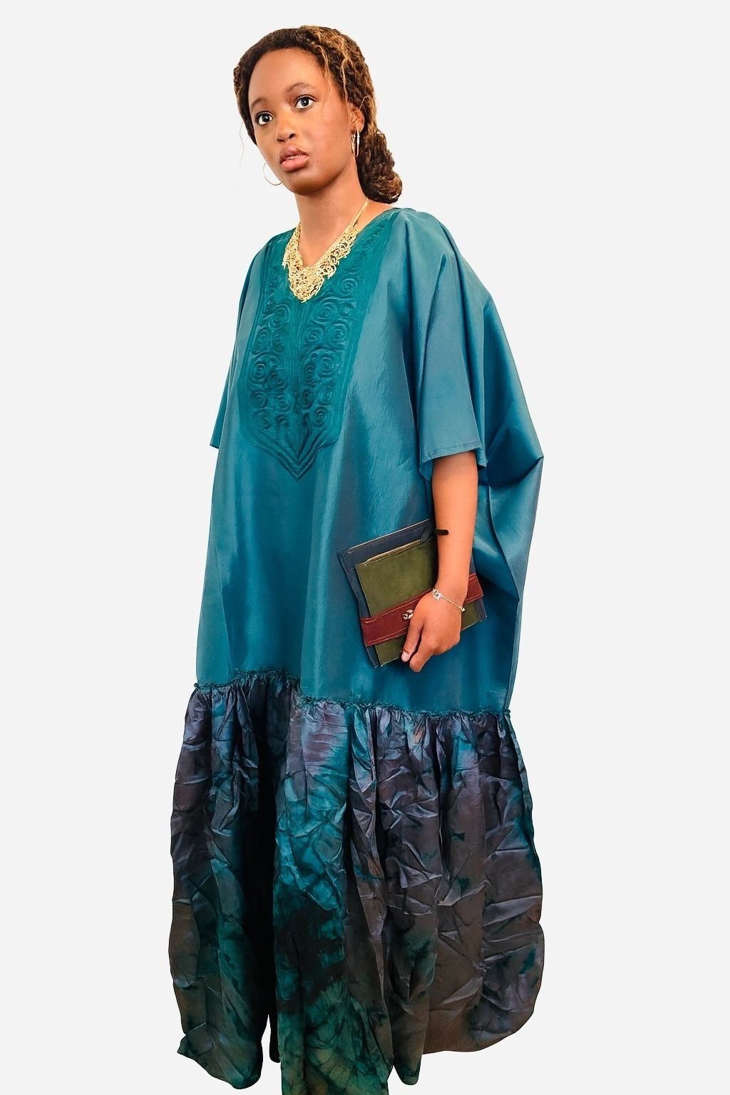 Embroidered Silk Adire Boubou - Image 2