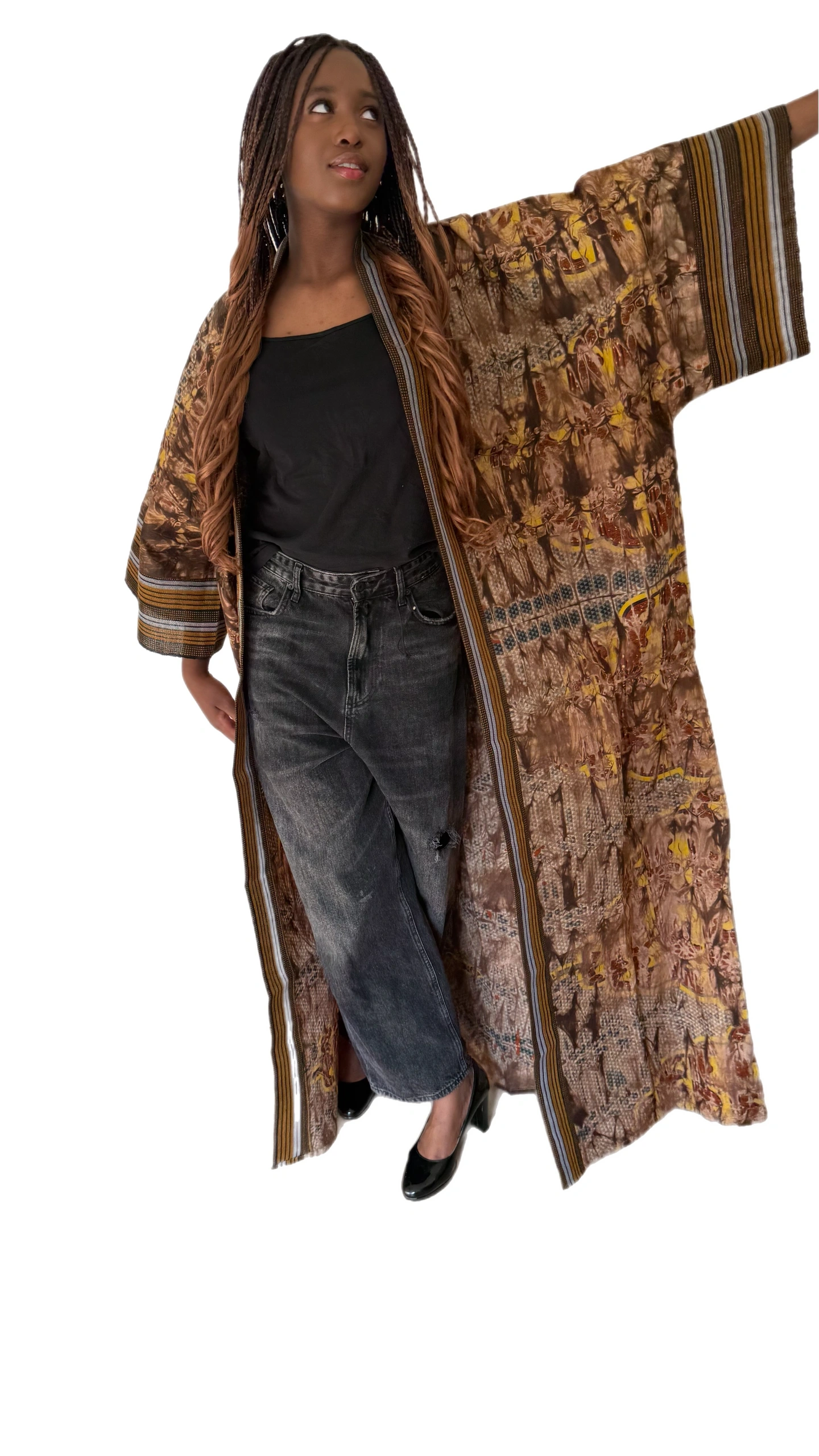 Heritage Flow Kimono – Adire & Aso Oke Fusion - Image 2