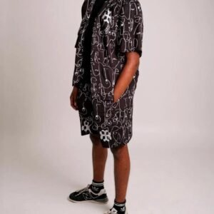 Black with White Details Vintage Short Set