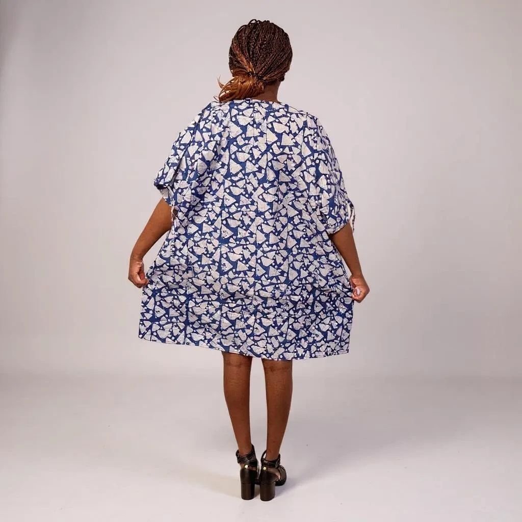 Adire Short Dress with Front Pockets - Image 8