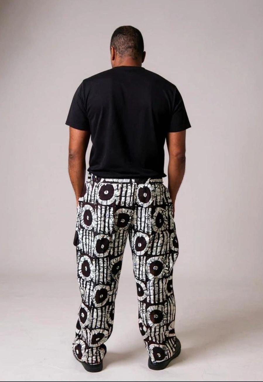Ankara Cargo Trouser with Aso Oke - Image 5