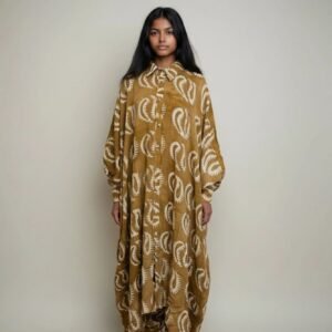 Adire Maxi Shirt Dress with Kembe Pant Set