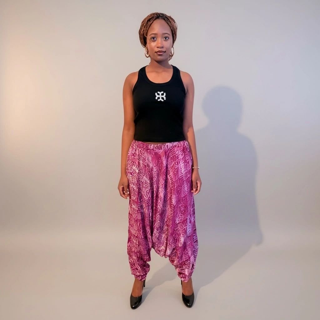 Adire Maxi Shirt Dress with Kembe Pant Set - Image 7