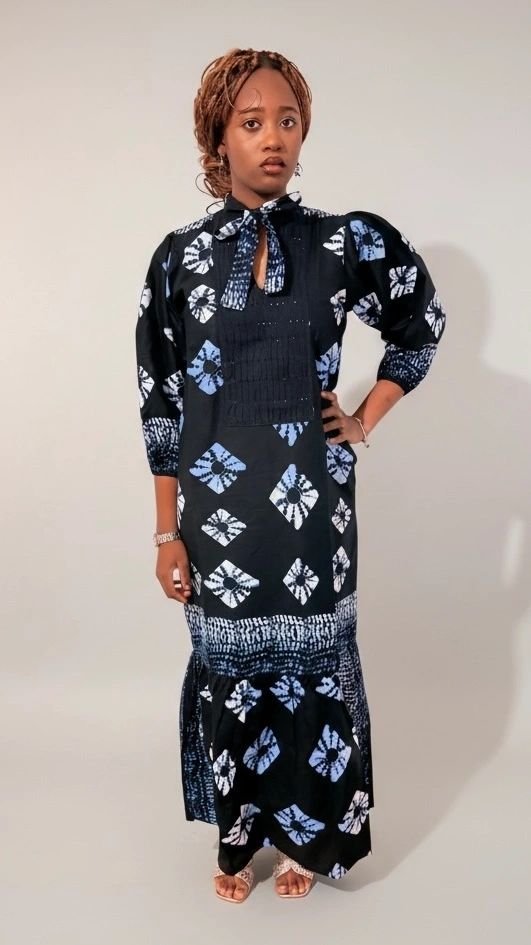Adire-Inspired Ankara Maxi Dress - Image 2