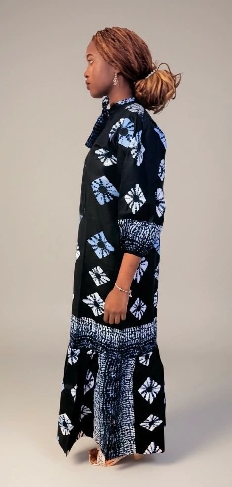 Adire-Inspired Ankara Maxi Dress - Image 4