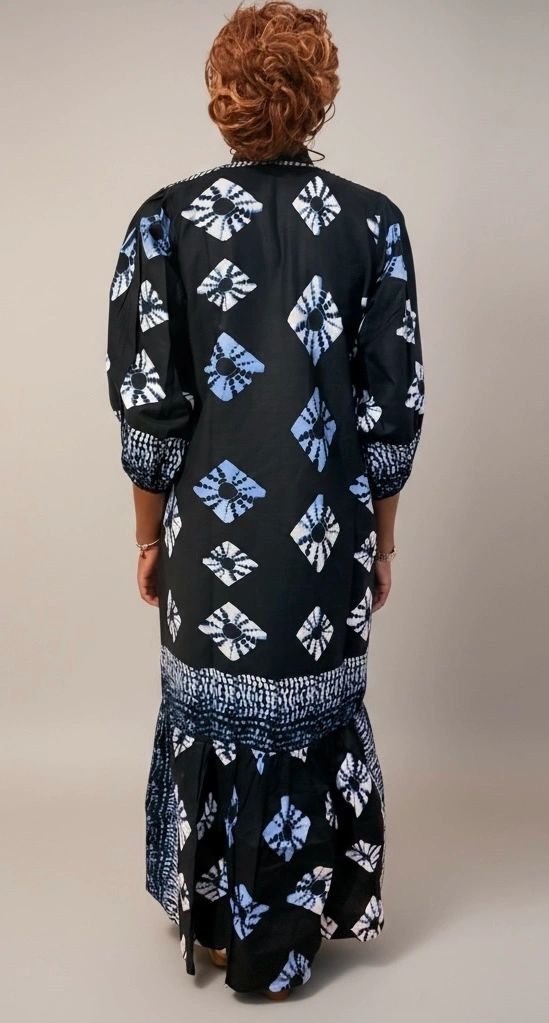 Adire-Inspired Ankara Maxi Dress - Image 3