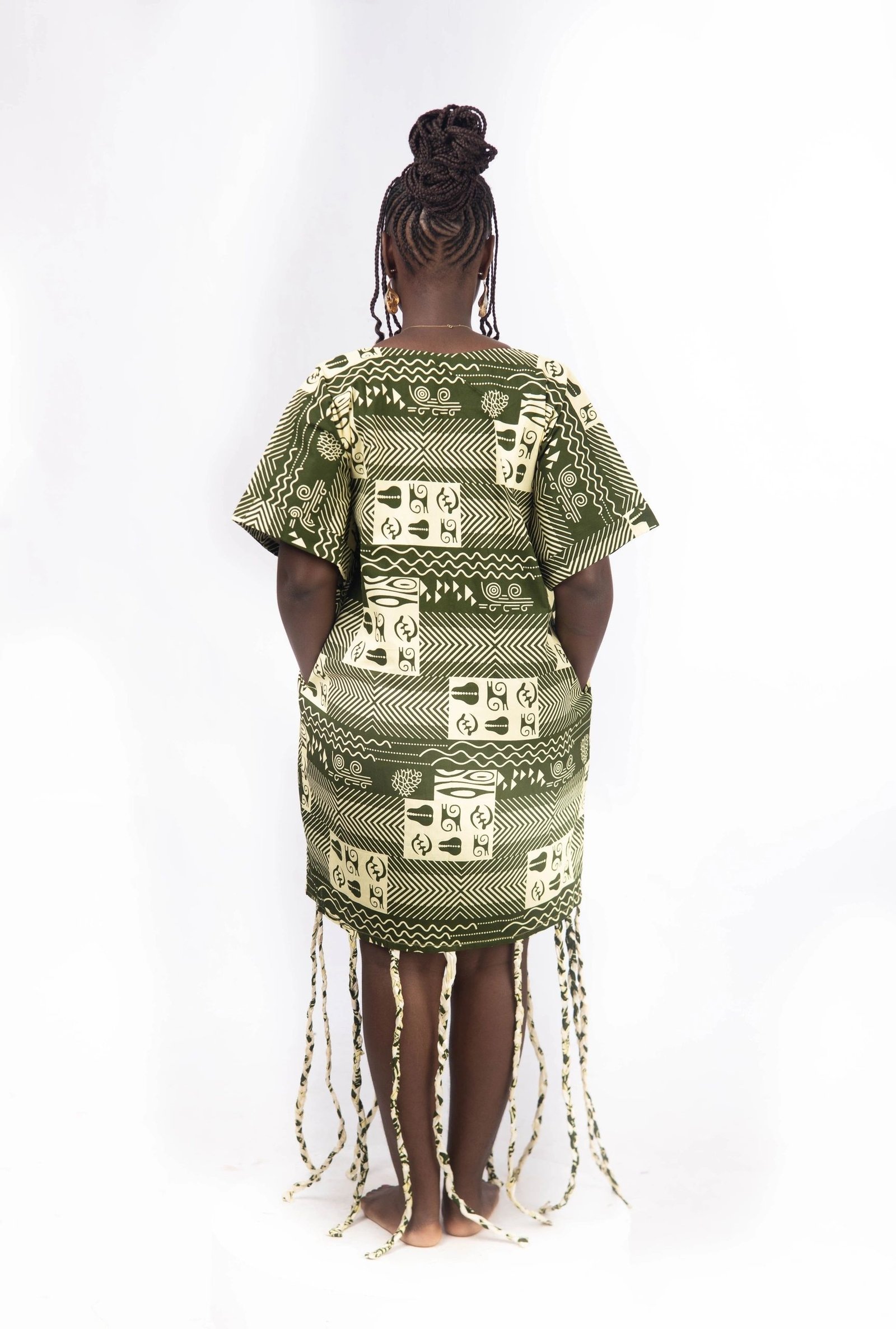 Ankara Short Dress with Braided Strips - Image 4