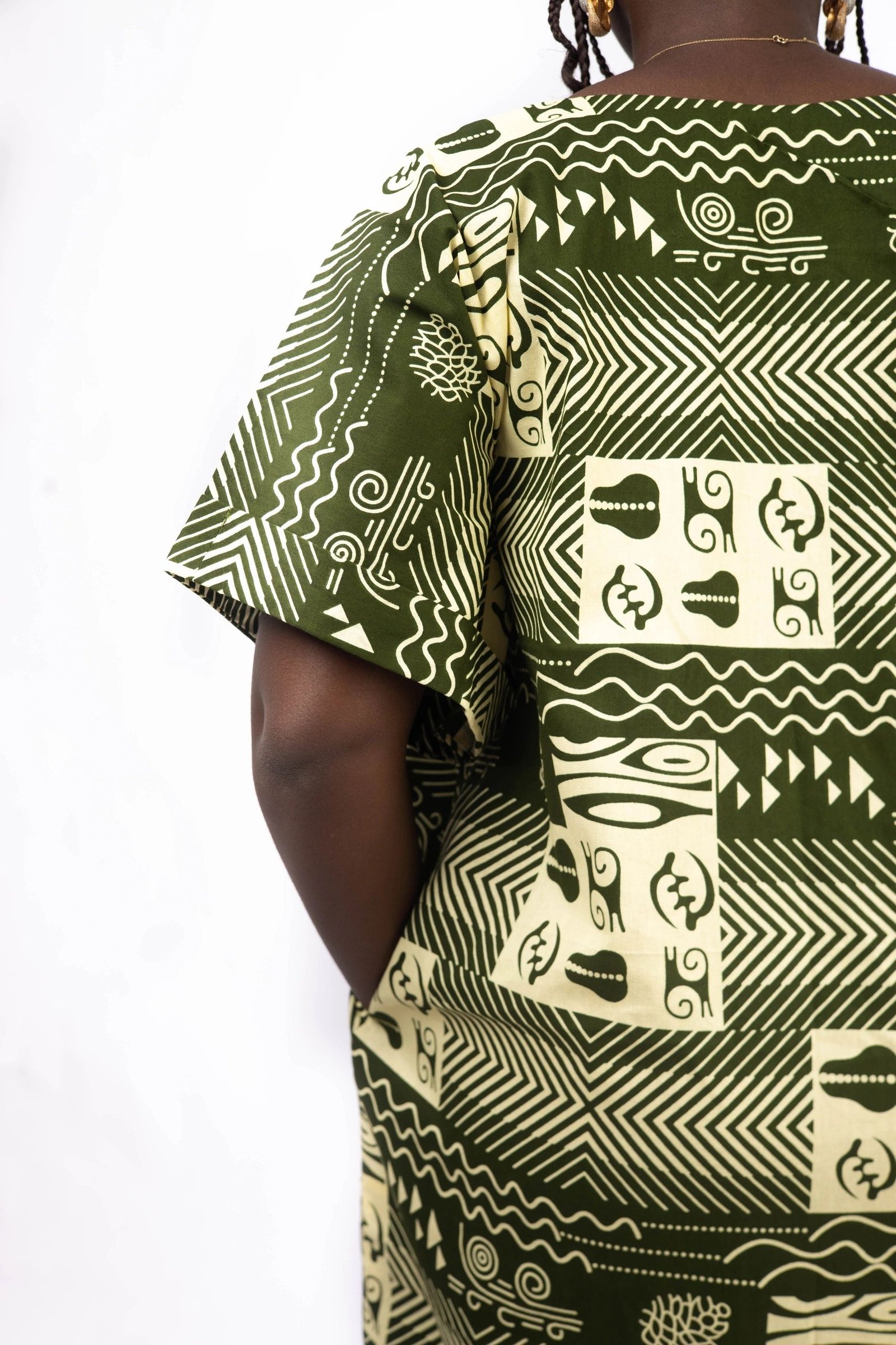 Ankara Short Dress with Braided Strips - Image 3