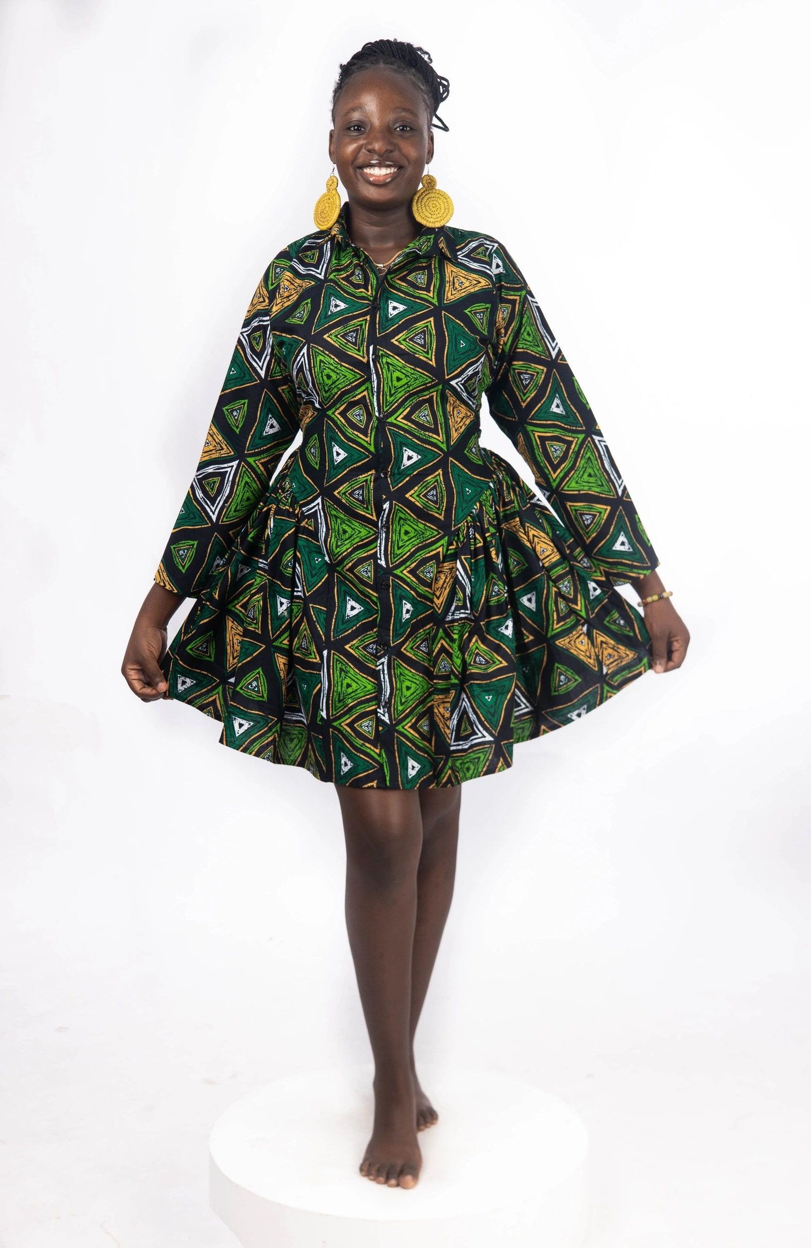 Ankara Dress with Side Ruffles - Image 2