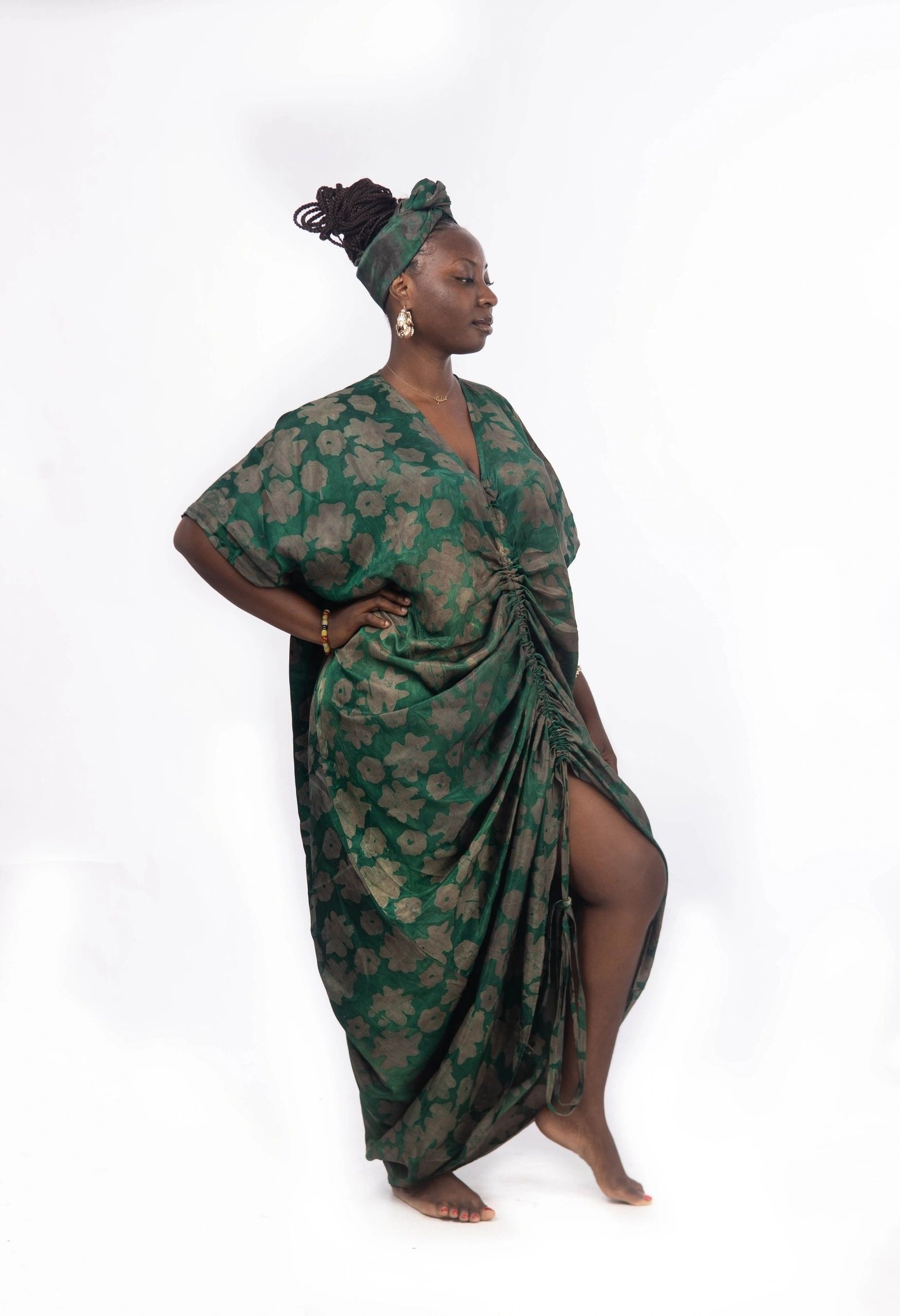 Adire Crepe Boubou with Drawstings - Image 6