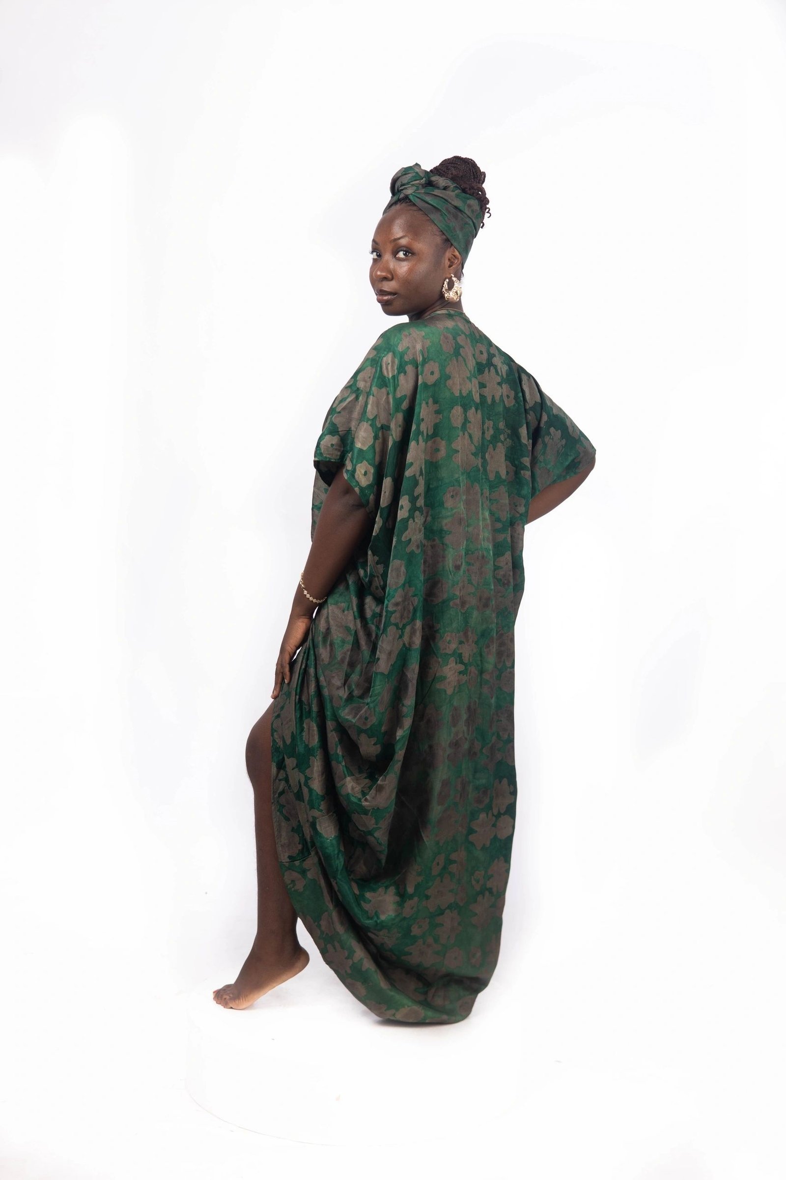 Adire Crepe Boubou with Drawstings - Image 5