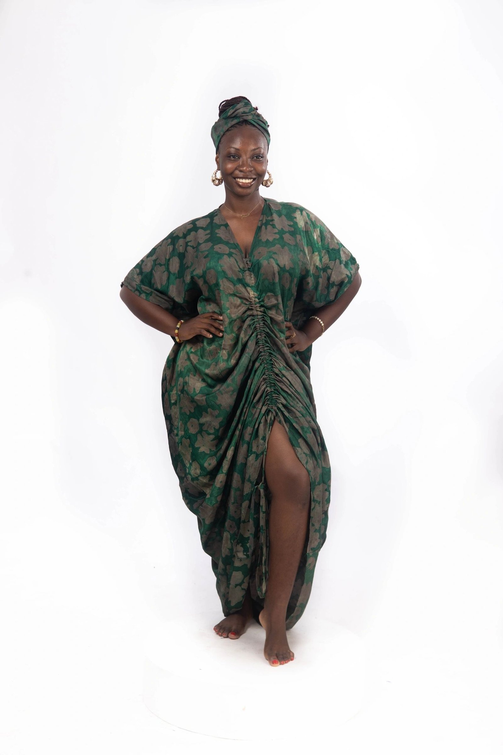 Adire Crepe Boubou with Drawstings - Image 4