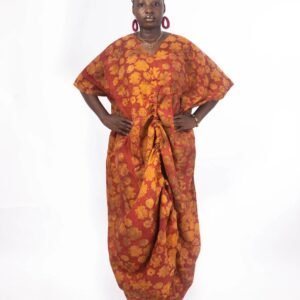 Adire Crepe Boubou with Drawstings