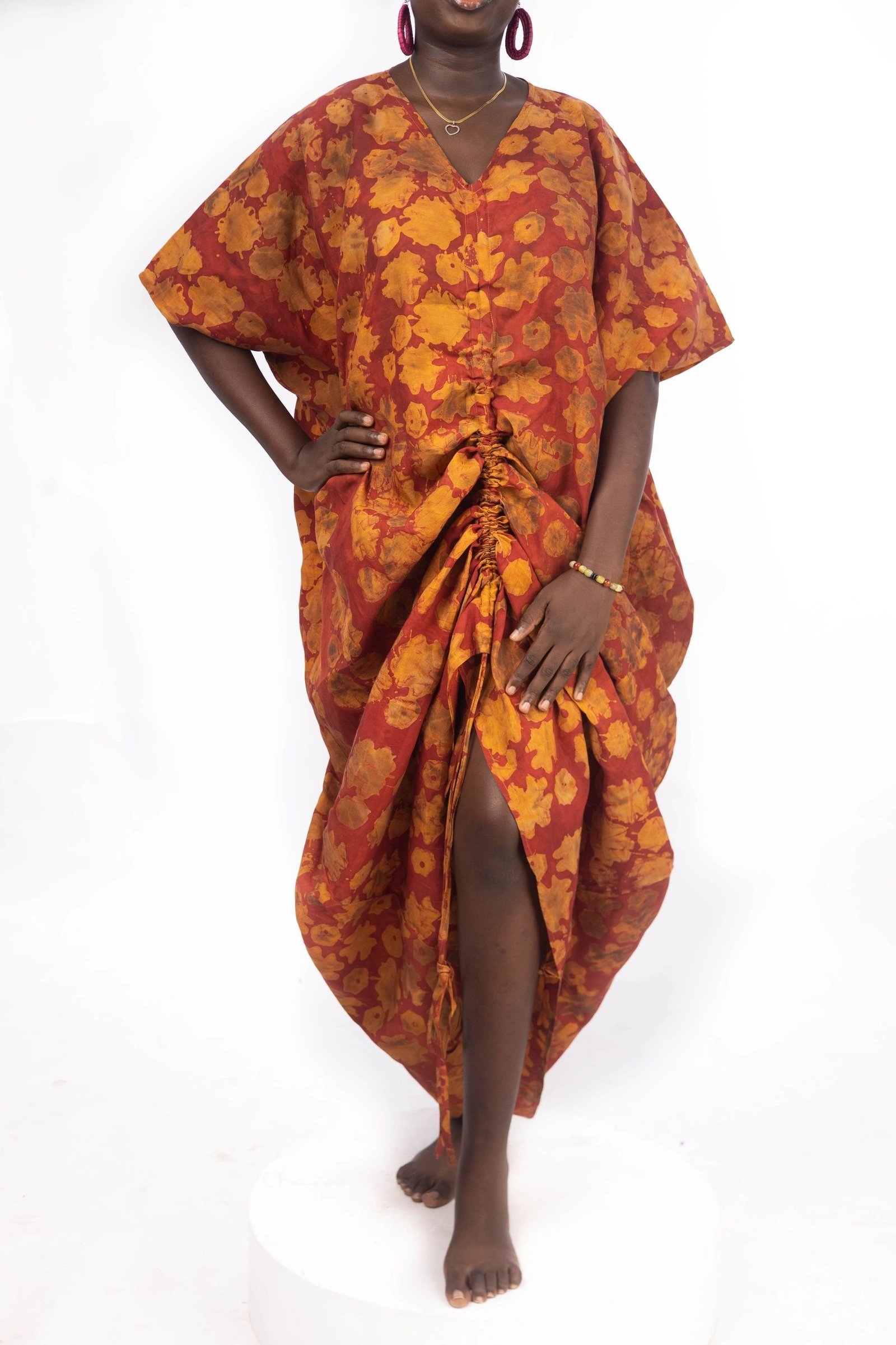Adire Crepe Boubou with Drawstings - Image 2