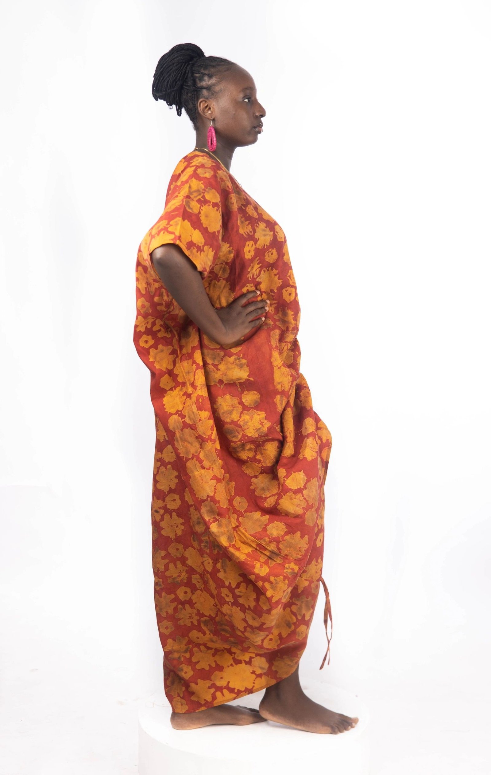 Adire Crepe Boubou with Drawstings - Image 3
