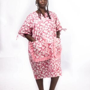 Adire Short Dress with Front Pockets