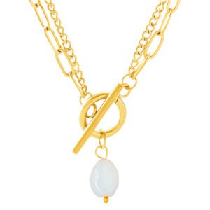 Golden Orbit Pearl Necklace