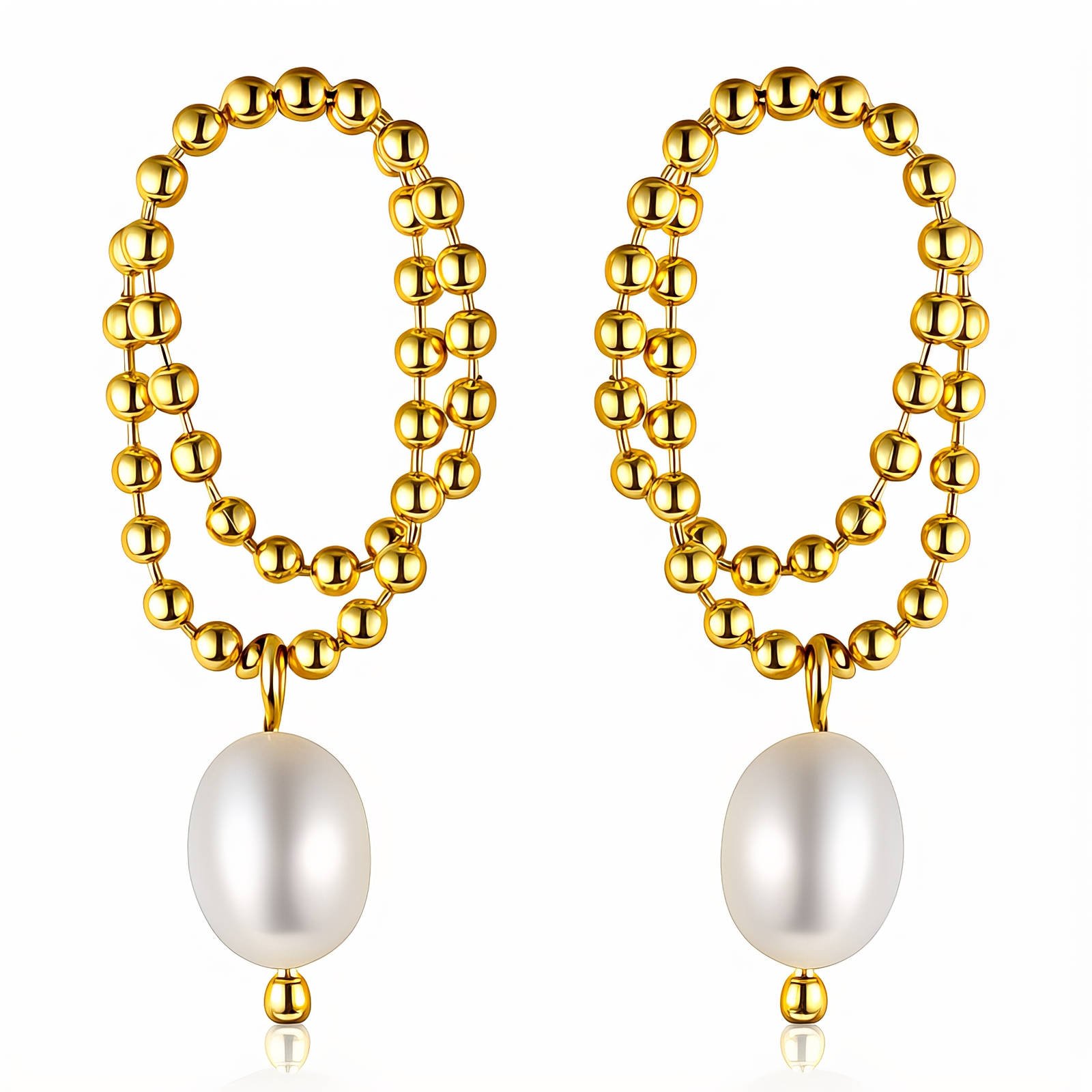 Golden Pearl Loop Earrings
