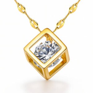 Golden Prism Cube Necklace