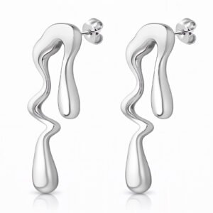 Liquid Silver Drop Earrings