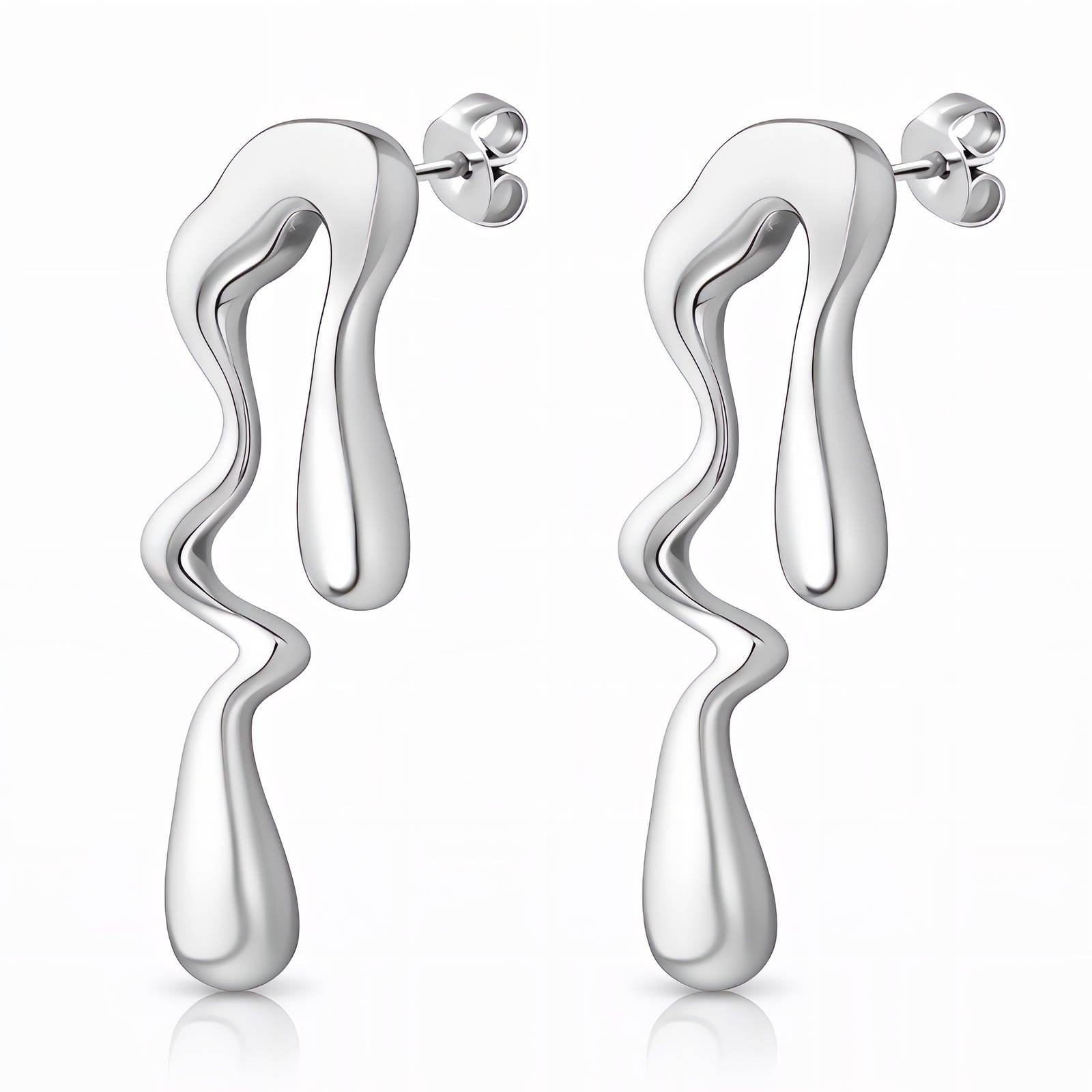 Liquid Silver Drop Earrings