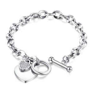 Silver Devotion Heart Bracelet