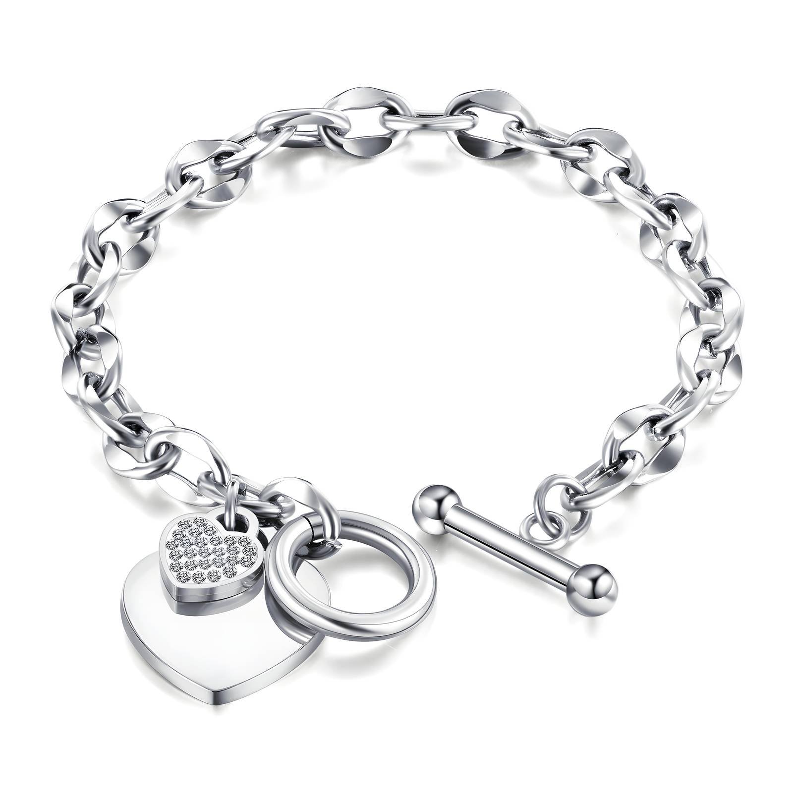 Silver Devotion Heart Bracelet